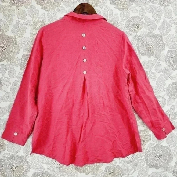 Soft Surroundings Linen Blend Button up Women's Shirt Size M 242ct - Picture 2 of 7